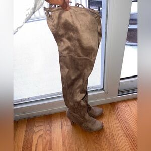 Tan knee high boots